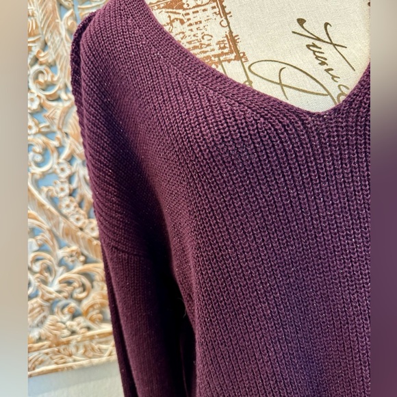 a.n.a Oversized Dark Plum Cable Knit Sweater- size XL - Picture 7 of 12